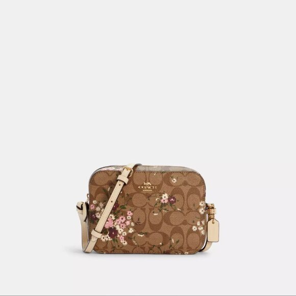 COACH Mini Camera Bag In Signature Canvas With Evergreen Floral Print - Picture 1 of 3